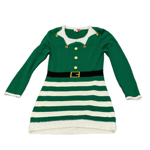 Merry Wear Green/White Christmas Elf Sweater Dress SIZE XL